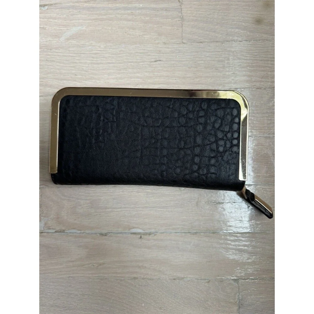 Urban Expressions Vegan Leather Wallet‎ Black/Gold Clutch Cruelty Free NWOT
